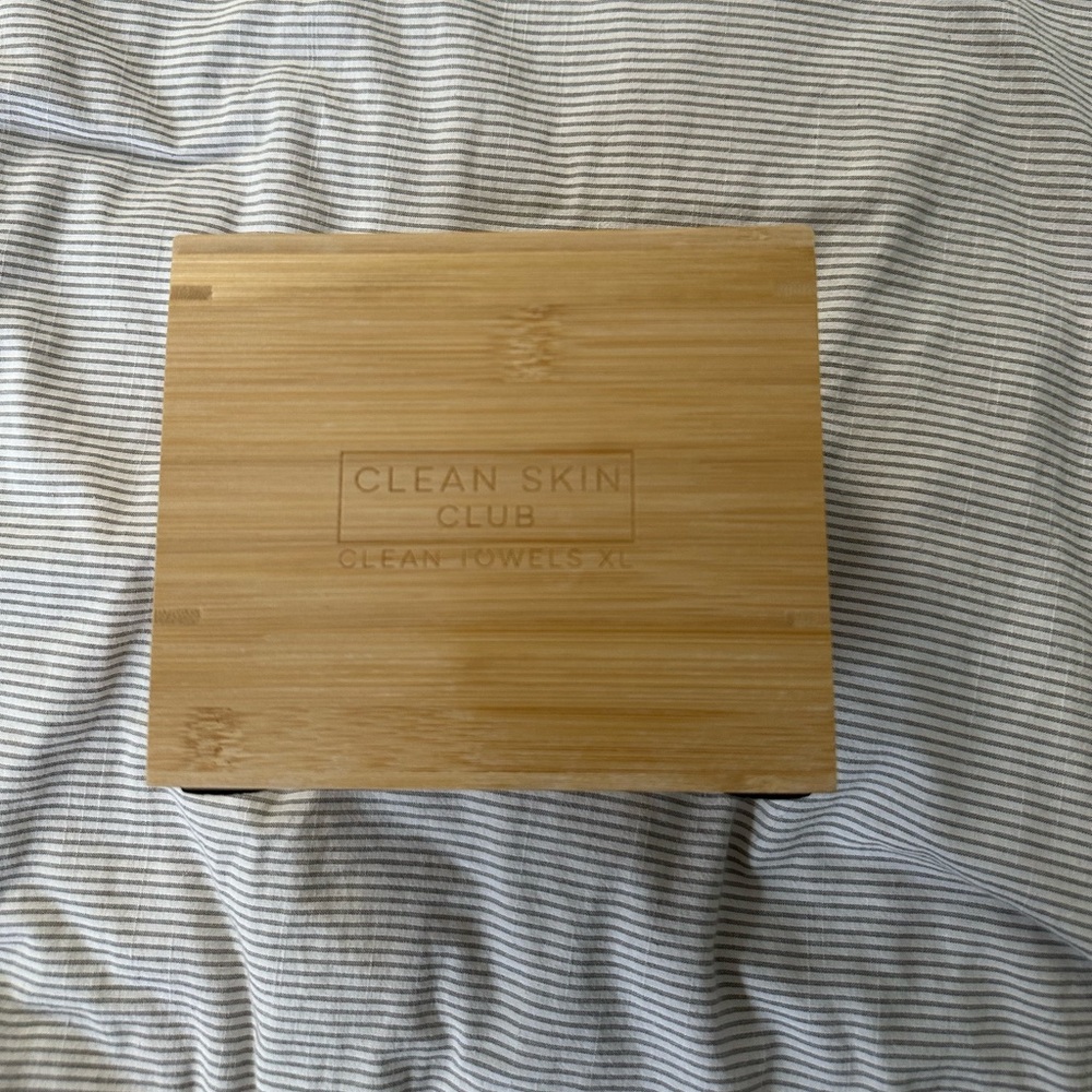 SOLD Clean Skin Club wooden towel box